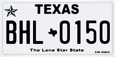 TX license plate BHL0150