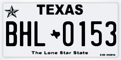 TX license plate BHL0153