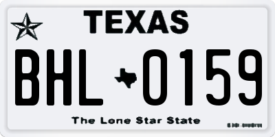 TX license plate BHL0159