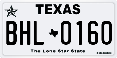 TX license plate BHL0160