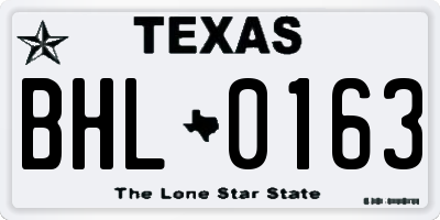 TX license plate BHL0163
