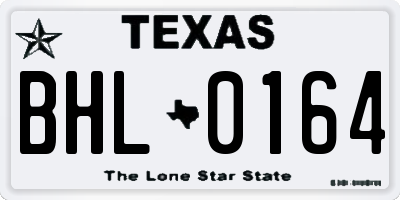 TX license plate BHL0164