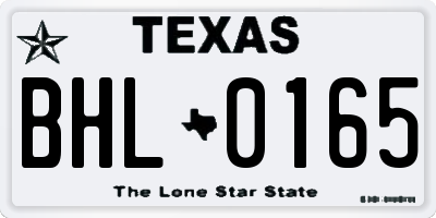 TX license plate BHL0165