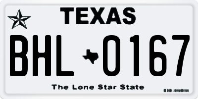 TX license plate BHL0167