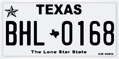 TX license plate BHL0168