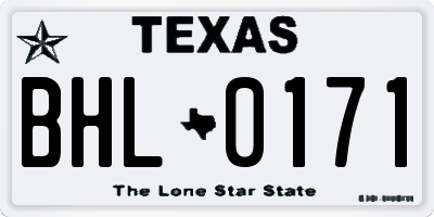 TX license plate BHL0171