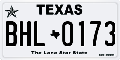 TX license plate BHL0173