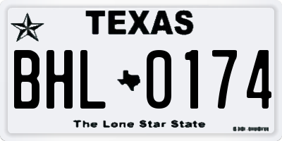 TX license plate BHL0174