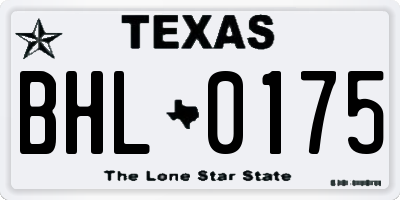 TX license plate BHL0175
