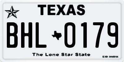 TX license plate BHL0179