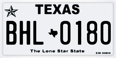 TX license plate BHL0180