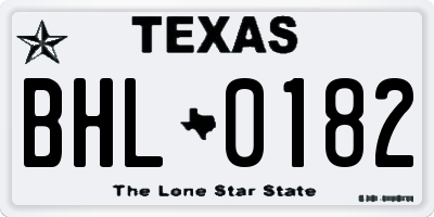 TX license plate BHL0182