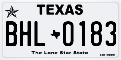 TX license plate BHL0183