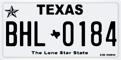 TX license plate BHL0184