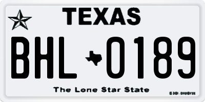 TX license plate BHL0189