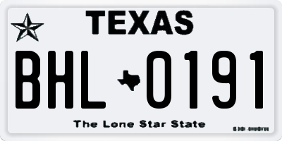TX license plate BHL0191