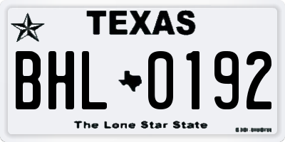 TX license plate BHL0192