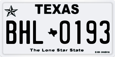 TX license plate BHL0193