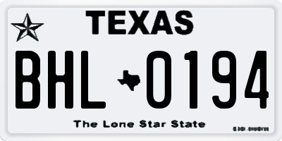 TX license plate BHL0194