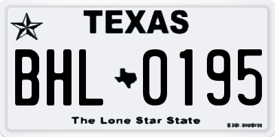 TX license plate BHL0195