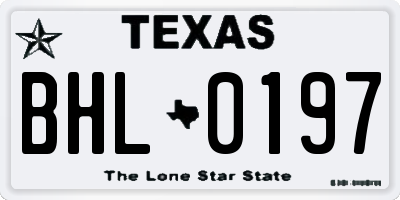 TX license plate BHL0197