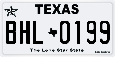 TX license plate BHL0199