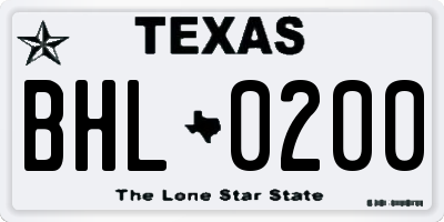TX license plate BHL0200
