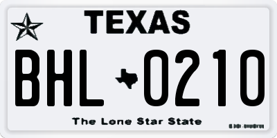 TX license plate BHL0210