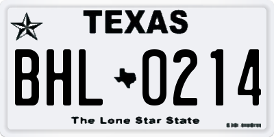 TX license plate BHL0214