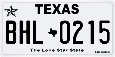 TX license plate BHL0215