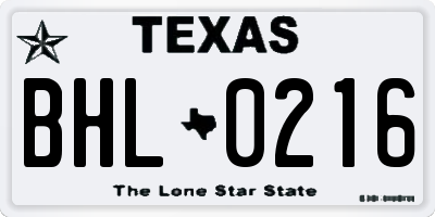 TX license plate BHL0216
