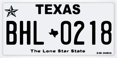 TX license plate BHL0218