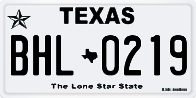 TX license plate BHL0219