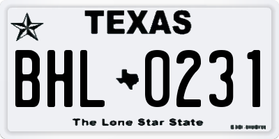 TX license plate BHL0231