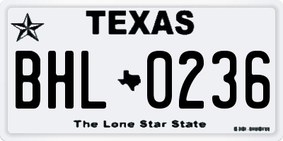 TX license plate BHL0236