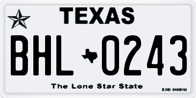 TX license plate BHL0243