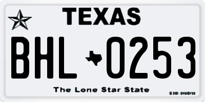 TX license plate BHL0253