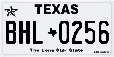 TX license plate BHL0256
