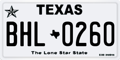 TX license plate BHL0260