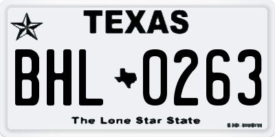 TX license plate BHL0263
