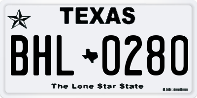 TX license plate BHL0280