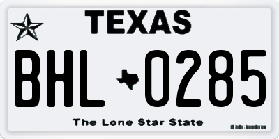 TX license plate BHL0285