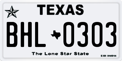 TX license plate BHL0303