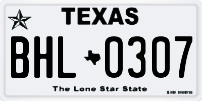 TX license plate BHL0307