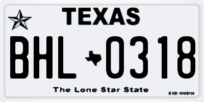 TX license plate BHL0318