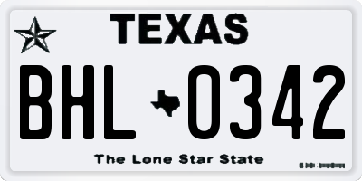 TX license plate BHL0342