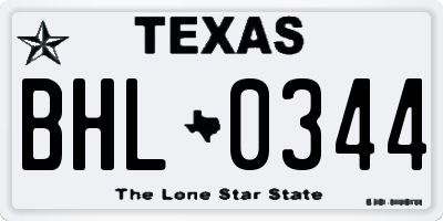 TX license plate BHL0344