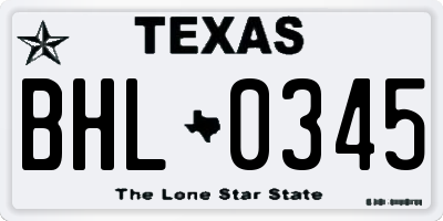TX license plate BHL0345