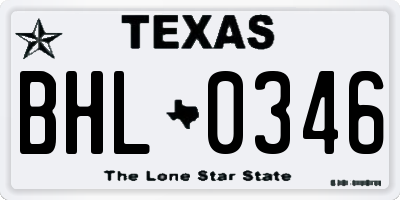TX license plate BHL0346