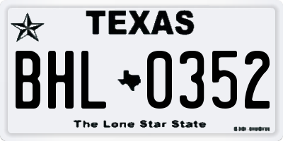 TX license plate BHL0352